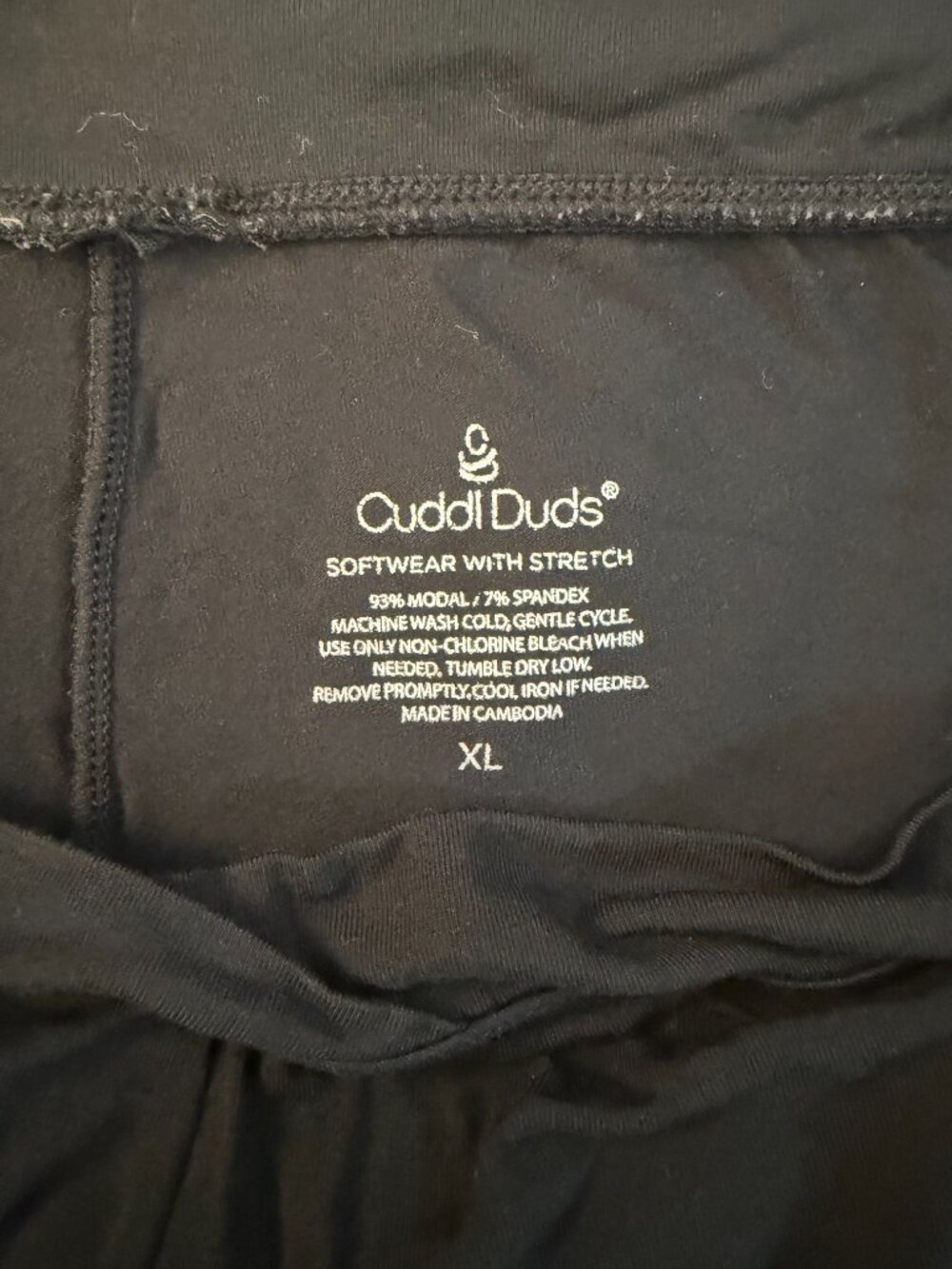 Cuddl Duds SKU322 Softwear With Stretch Black Leggings XL Modal